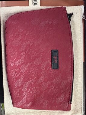 ipsy Lace-Textured Cosmetic Pouch in Berry